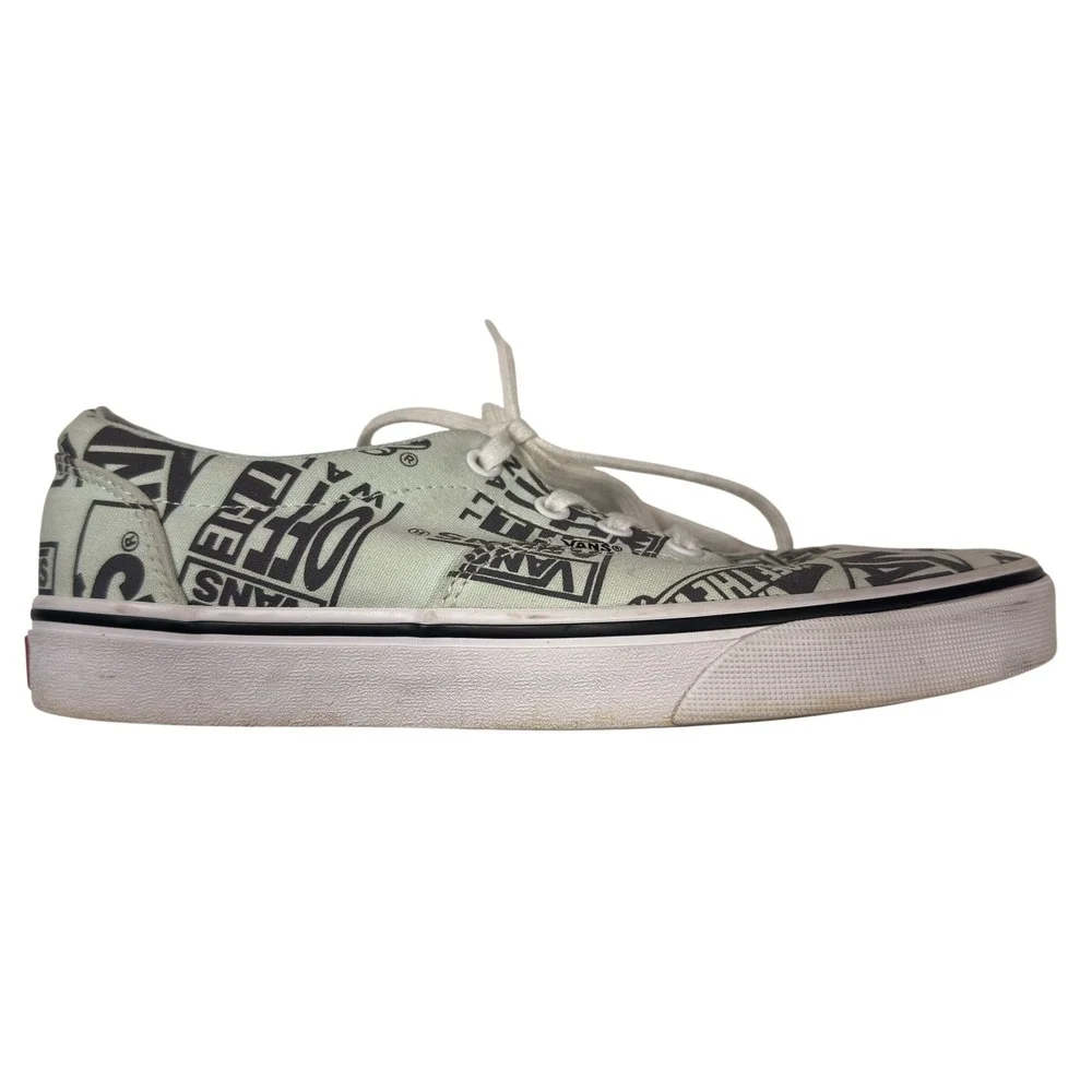 Vans Authentic Off The Wall Logo Print Mint Green Sneakers Womens 8.5